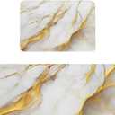 Kitchen Rugs and Mats, Retro White Marble Gold Veins 2 Piece Area Runner Rug Set Comfort Standing Floor Mat, Abstract Geometric Art Non Slip Absorbent Doormats for Laundry/Bathroom/Bedroom (18x30in+18x48in, Multi Color)