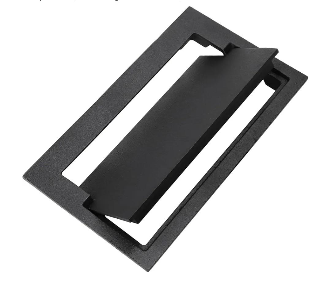 Coated Sand Casting Cast Iron Fireplace Ash Dump Door, 4 1/2 by 8 5/8 Inch, Black