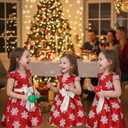 Toddler Baby Girls Christmas Dress Snowflake Print Wedding Formal Birthday Party Dresses with Bowknot Belt (Red)