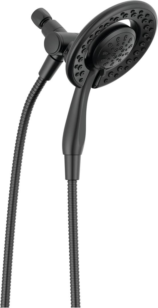 Delta 4-Setting In2ition 2-in-1 Dual Shower Head with HandHeld Spray, Matte Black Detachable Shower Head with Hose, Showerhead, 1.75 GPM Flow Rate, Matte Black 75486CBL