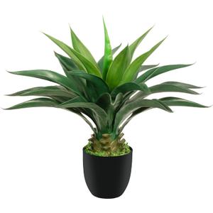 Artificial Agave Plant 2ft - 24" Large Fake Aloe Vera Plants Indoor with Fake Grass - Fake Floor Plant for Front Porch Patio Home Office Door Step Hotel Desert Style Decor 1PCS (Black Pot)