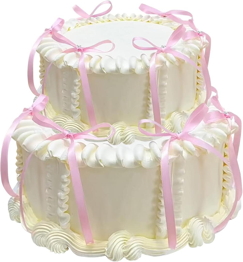 Bow Cake Toppers, 10 Pcs Bow Cupcake Toppers, Pink Bows Themed Cake Party Decorations, Pink Birthday Cake Decorations, Cake Decorations for Birthday Wedding Baby Shower Party Supplies