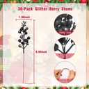 HOHOTIME 36Pcs Christmas Halloween Black Glitter Berry Stems Ornaments, 9.5 Inch Artificial Christmas Tree Picks for Xmas Tree Garland Wreath Vase Decorations DIY Home Decor(Black)