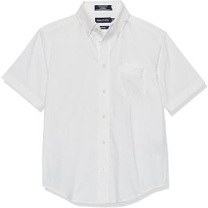 Nautica Boys' Short Sleeve Oxford Shirt (10-12, White)