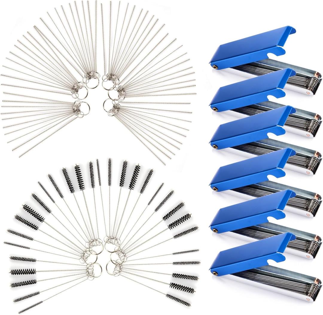 Mudder Set of 9 Carburetor Cleaning Kit Carburetor Carbon Dirt Jet Remove Cleaner Torch Tip Cleaner Tool Cleaning Wire Needles and Nylon Brushes for Motorcycle Moped Welder Carb Spray Gun