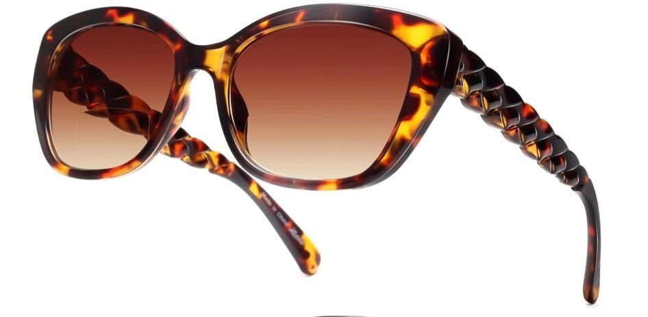 LADEESSE Reading Sunglasses for Women - Stylish Bifocal Sunglasses with Readers Built-in - UV400 Protection - +1.5