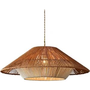 LIGHTLAND 23.6 Inch Bohemian Rattan Pendant Light, Twine Woven Chandelier, Wabi-sabi Style Handwoven Chandelier for Dining Room, Kitchen Island, Living Room