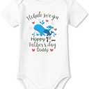BesserBay Baby Happy 1st Father's Day Bodysuit Infant Fathers Day Onesie, 3-6M