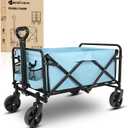 Yesker Foldable Wagon - 220lbs Collapsible Garden Carts with All Terrain Wheels for Outdoor Camping Sports Shopping Gardening - Heavy Duty Portable Utility Trolley (Blue)