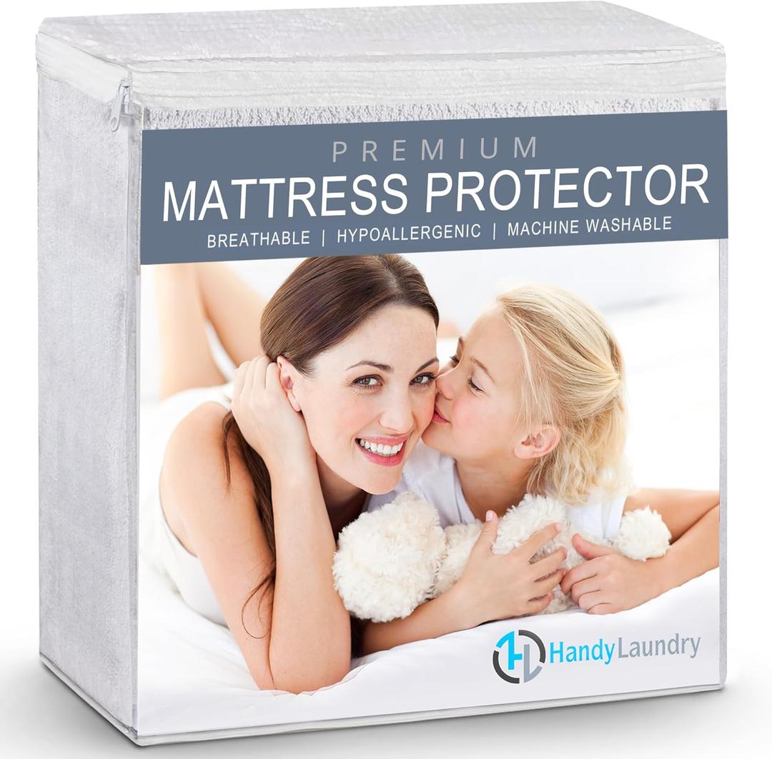 Handy Laundry Waterproof Mattress Protector  Breathable, Machine-Washable Mattress Cover  Perfect for Kids, Adults, and Pets  Extends Mattress Life. (Full Size)