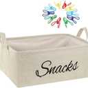 Newtay 17 Pcs Snack Basket Sets, Snack Storage Bin for Pantry Shelves with 16 Pcs 2 Inch Chip Clips, Basket Organizer for Kitchen, Chips, Popcorn, Candy, Pretzels (Cream-Colored, Burlap)