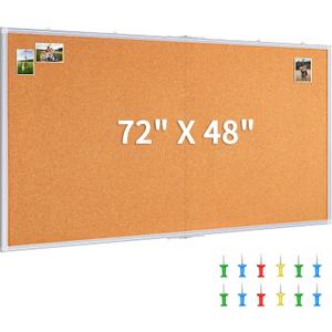 Maxtek Large Cork Board 72 x 48 in, Bulletin Board for Walls, 6'x 4' Extra Aluminum Framed Corkboard, Foldable Wall Mounted Back to School Pin Memo Notice Cork Board for Office, Home Wall Display