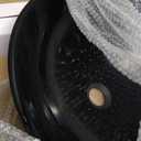 YIMAI Black Glass Vessel Sink 16.5" x 16.5" x 5.5"  Tempered Glass Above Counter Round Bathroom Sink Bowl Countertop Modern Sinks with Faucet and Drain Combo, Easy Install for Master or Powder Room