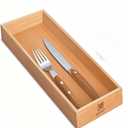 Bamboo Drawer Organizer, Utensil Organizer for Kitchen, Bamboo Storage Box Wood Silverware Tray for Drawer