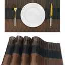 HeloHo Brown Black Placemats Set of 4 Washable Place Mats Vinyl Woven Table Mats Wipeable Placemat for Kitchen Dining Table Decoration Indoor Outdoor
