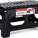 ACSTEP Folding Step Stool,15-Inch Extra Wide 9Inch Height Heavy Duty Stepping Stool More Safe and Comfortable Non Slip Foldable Step Stool for Kids and Adults Black