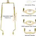 2Packs 7 8 9 10 inch Lamp Shade Harp Holder, Adjustable Lamp Harps and Finals, Fit both Standard Lamp Rod and E26 E27 Light Base UNO Fitter Adapter Converter Finial Set (Gold)