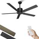 Obabala Outdoor Ceiling Fan No Light, 52 Inch Black Modern Ceiling Fan Without Light, Dual Finish 5 Blades,6 Speed, Reversible Quiet DC Motor for Patios, Garage, Bedroom, Porch