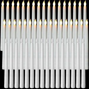 Baquler 50 Pcs 8.5 Inch LED Flameless Taper Candles Bulk Battery Operated Taper Candles Flickering Candlesticks for Wedding Church Holiday Table Decoration