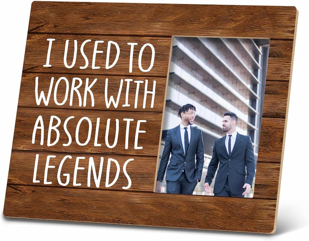 SRADMO Retirement Gifts, Retirement Gifts For Women Men, The Legend Has Retired, Leaving Job Gifts, Gift For Boss Leaving, I Used To Work With Absolute Legends 10x8 Inch Wooden Tabletop Photo Frame