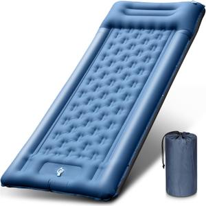 Camping Sleeping Pad, Inflatable Air Mat 5" Thick with Pillow, Built-in Foot Pump, Waterproof Layer for Pool Float, Beach, Hiking, Traveling, Tent (Blue Gray)
 57" x 99" ( Blue )