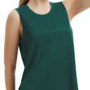baleaf Women's Sleeveless Workout Tops Athletic Racerback Tank Top High Neck Yoga Running Shirts Loose Fit Gym Tennis Teal Green S (Green)