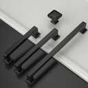 Amerdeco 10 Pack Matte Black Square Kitchen Cabinet Knobs Cabinet Hardware Single Hole Cabinet Pulls Drawer Knobs and Pulls for Bathroom Cabinets ZH0019