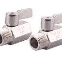 DERNORD 1/2" Stainless Mini Ball Valve Female x Male NPT Thread with Stainless Steel Handle Pack of 2