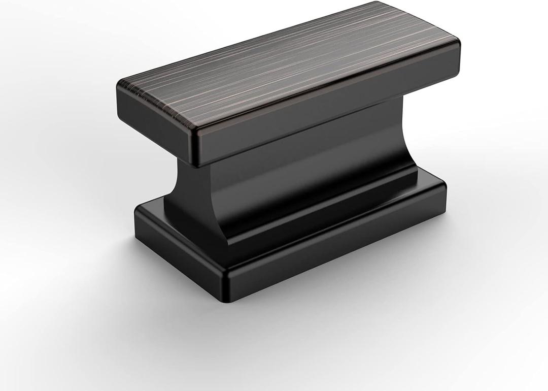 Amerdeco 10 Pack Oil Rubbed Bronze Cabinet Knobs 1.46 Inch(37mm) Single Hole Cabinet Handles Rectangle Dresser Knobs Drawer Knobs and Pulls for Bathroom Cabinets