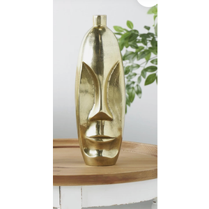 Deco 79 Aluminum Metal Face Decorative Vase Centerpiece Vases with Abstract Details, Set of 1 Flower Vases for Home Decoration 16", 12" H, Gold