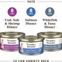 Amazon Brand - Wonder Bound Wet Cat Food, Pate, No Added Grain, Variety Pack (Cod, Sole & Shrimp, Salmon, White Fish & Tuna), 3 ounce (Pack of 24)