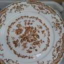 Dinner Plates Set of 6, Ceramic Kitchen Plates Microwave Safe Plates, 10.5 Inch Porcelain Dinner Plates Floral, Brown