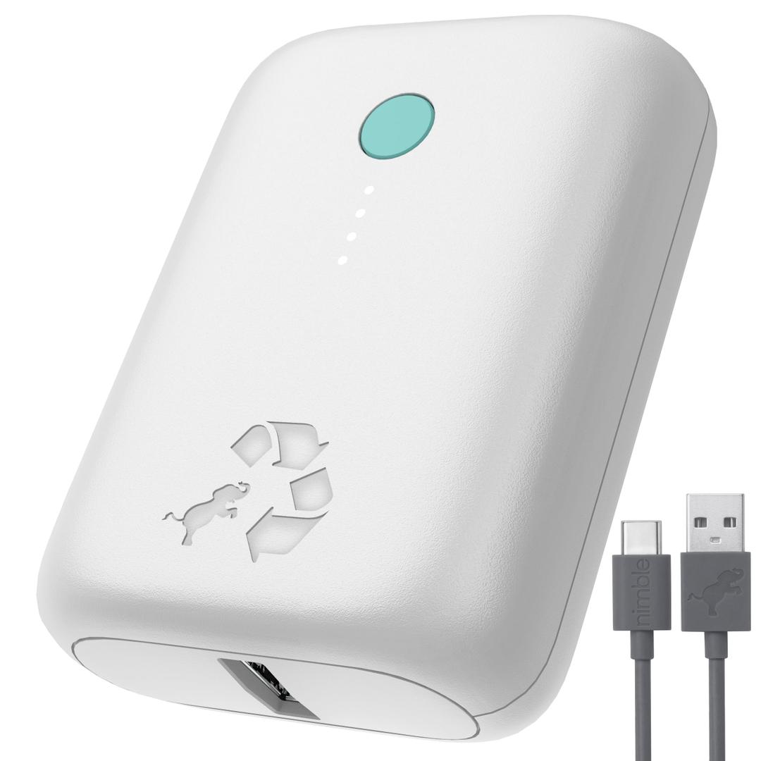 Nimble Champ Lite Portable Charger, 5200mAh Fast Charging Power Bank 15W USB C and A Port with Cable, Travel Essential Battery Pack for iPhone Galaxy Pixel MacBook iPad Kindle Airpod Laptop Tablet