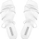 Women's Strappy Sandals Criss Cross Strap Flat Open Toe Leather Slippers Beach Shoes (8.5, White)