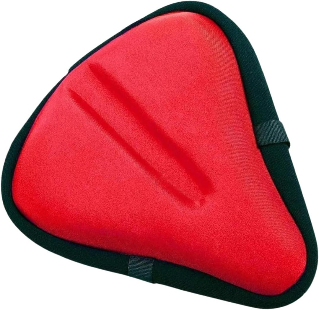 Bikeroo Comfort Bike Seat Cushion - Padded Gel Cover for Exercise, Mountain & Road Bikes, Universal Fit for Peloton & Stationary Bikes (Red)