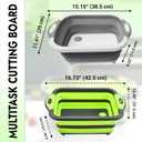 SSKT Pack of 2 Collapsible Cutting Board Multifunctional Kitchen Sink Tub Basin with Drain, Chopping Board & Washing up Bowl Space-Saving & Portable for Kitchen, Camping, RV, & Outdoor Use, 16.7"L x 12.2"W