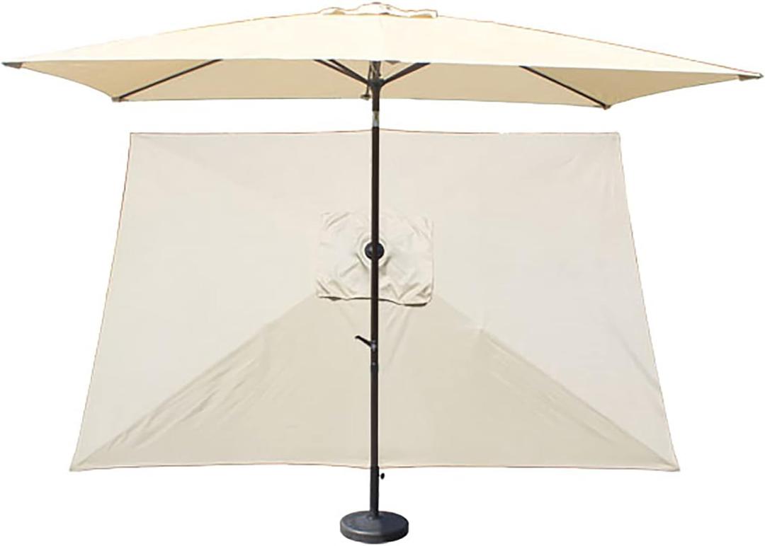 TITA-DONG Rectangular Umbrella Canopy Replacement 6 Ribs, Fade Replacement Umbrella Canopy, Heavy Duty Polyester Fabric Outdoor Shade Canopy Cover for Market Table Cantilever Parasol Top Cover, Milky