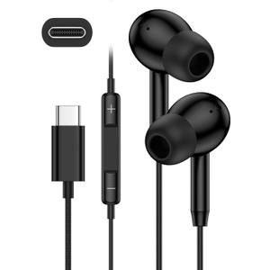 USB C Wired Earbuds iPhone Headphones for Samsung Galaxy S26 Ultra S25 S24, Apple Ear buds Usbc Earphones Usb-C With Mic Type C Corded Earpods iPhone 17e 17 Pro Max 17pro 16e 16 15 Plus Air Pods iPods, Black