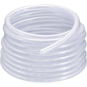 MECCANIXITY 1/2" ID x 3/4" OD 50 Ft PVC Tube Braided Reinforced Tubing Flexible Hose Pipe Clear Vinyl Tubing High Pressure Flexible Plastic Tube
