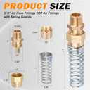 3/8” Hose x 1/2” Male Connector with Spring Guard, 4 Pack Brass DOT Air Brake Hose End Fitting with 8 Pack 3/8”Sleeve Tube