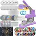 Button Maker Machine 58mm (2.25 inch), DIY Button Pin Maker Machine Comes with Free Button Parts, Circle Cutter, Cutting Board, Pattern Paper, Holographic Bags, Colored Film, and Protective Case
