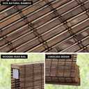 LazBlinds No Drill Bamboo Roman Shades, 38" W x 64" H, Malay Walnut | Cordless Light Filtering Natural Wood Blind, Privacy Protection, Room Darkening Bamboo Blinds for Windows