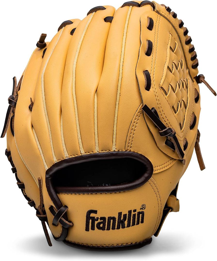 Franklin Sports Baseball + Softball Gloves - Field Master Adult + Youth Baseball + Softball Gloves - Right Hand + Left Hand Gloves - Infield + Outfield Mitts - Multiple Sizes + Colors (Camel)