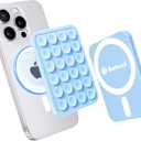 Anteel Silicone Grip Secure Mirror Shower Phone Holder for iPhone 16/15/14/13/12, Magnetic Suction Phone Mount for MagSafe Case, Hands-Free Selfie/Video for TikTok Creator/Influencer (Baby Blue)