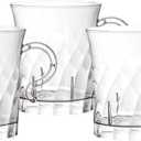 Party Essentials Hard Plastic 8 oz. Swirled Coffee/Tea/ Party Cups With Handle, Clear, 20 Count (N810-2)