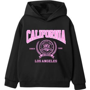 SweatyRocks Girl's Long Sleeve Graphic Hoodies Y2K Sweatshirt Pullover Going Out Tops (Black) Size: 12yrs