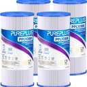 PUREPLUS 5 Micron 10" x 4.5" Whole House Pleated Sediment Filter for Well Water, Replacement Cartridge for GE FXHSC, Culligan R50-BBSA, Pentek R50-BB, DuPont WFHDC3001, W50PEHD, GXWH40L, 4Pack