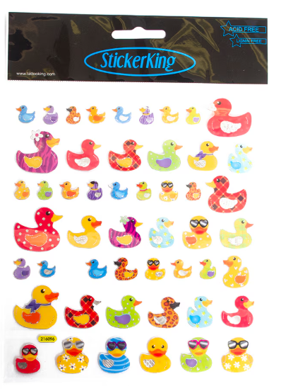 7 x Multi-Colored Stickers-Spotted Ducks