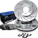 R1 Concepts Front Brakes and Rotors Kit |Front Brake Pads| Brake Rotors and Pads| Semi Metallic Brake Pads and Rotors |Hardware Kit - 1EC.31099.43