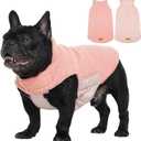 Kuoser Reversible Dog Coat Warm Fleece & Quilted Waterproof Dog Jacket, Double-Sided Cold Weather Dogs Winter Coat with Harness Hole, Windproof Pet Snow Vest for Dogs, Pink(Medium (Chest: 17.3"-20.9"))